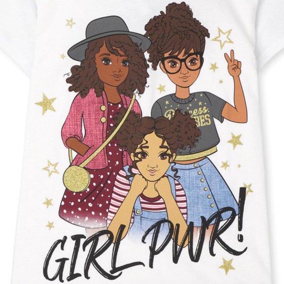 The Childrens Place Girls PWR Graphic Tee WHITE Short Sleeve Small (5/6) NWT - Picture 2 of 5